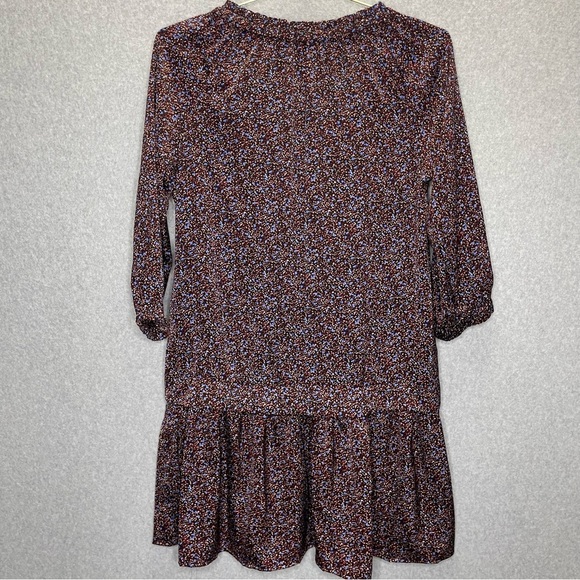 Code x Mode Drop Waist Button Front Ruffle Skirt Satin V Neck Dress - Picture 8 of 8